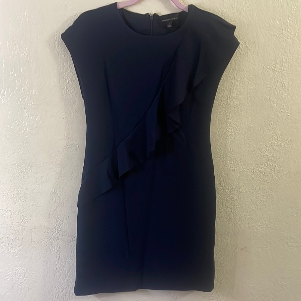 Elegant Navy Blue Ruffle Dress